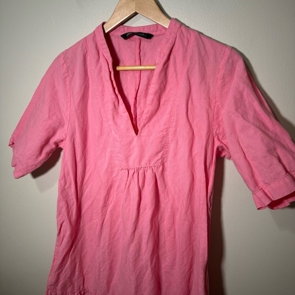 Zara bubblegum pink linen blend summer dress L - Picture 3 of 7